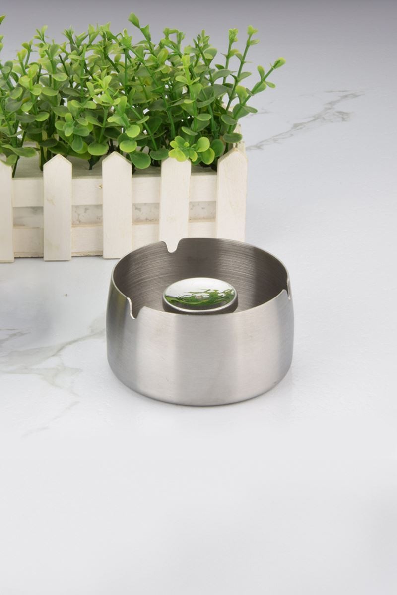 25 Adet Çelik 8 cm Kafe Restaurant Lokanta Yuvarlak Kül Tablası Küllük mt172by