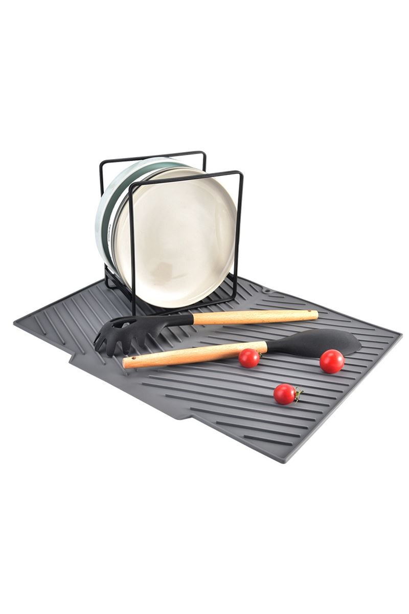 Gri 33x43,5 cm Silikon Bulaşık Kurutma Matı Bulaşıklık cin961