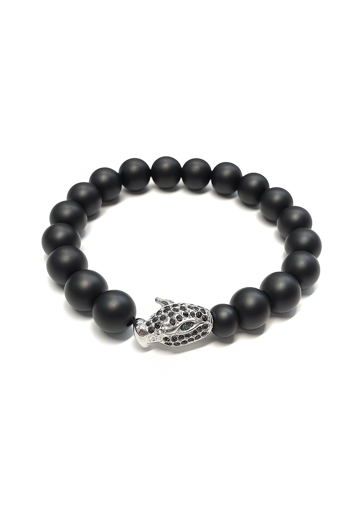 Lastikli Doğal Oniks Taşlı Erkek Bileklik ey43