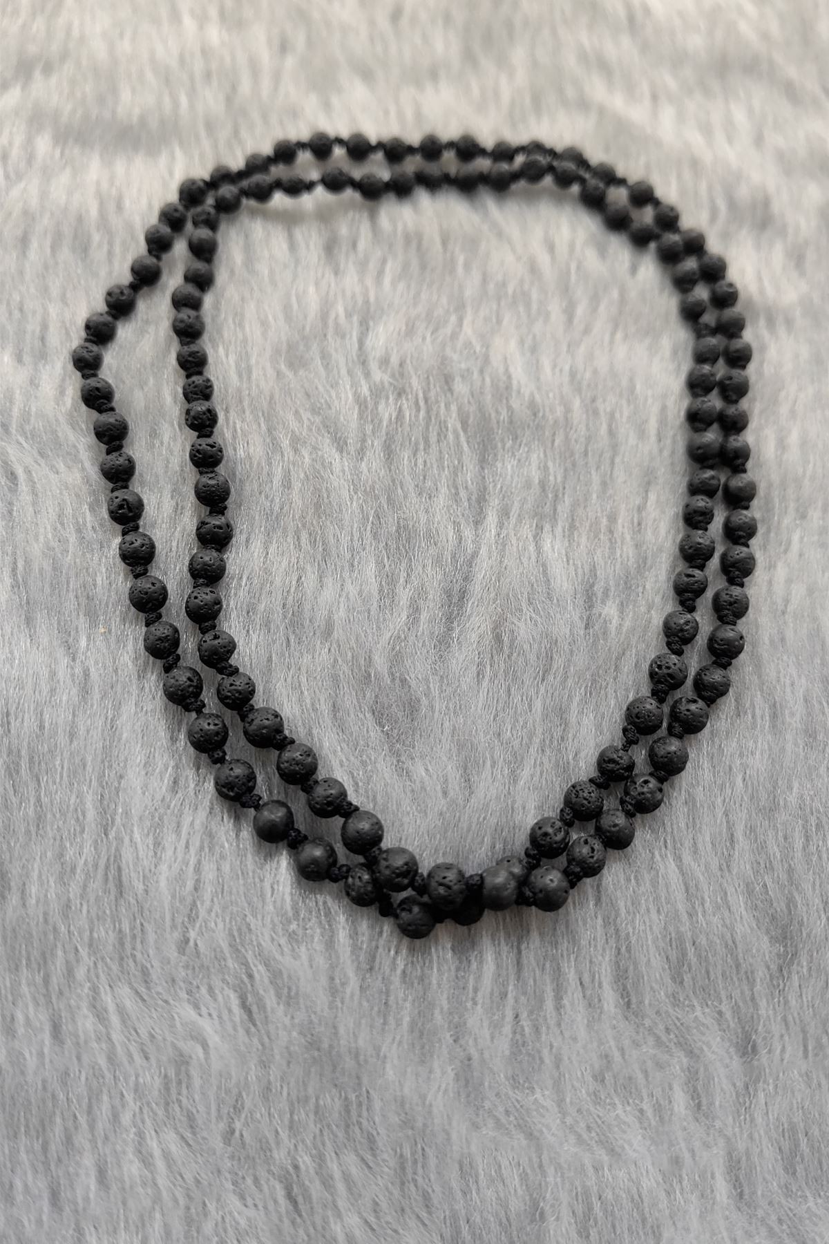 Chavin 5 mm. 70 cm. Uzun Siyah Lav Taşı Erkek Kolye ev86