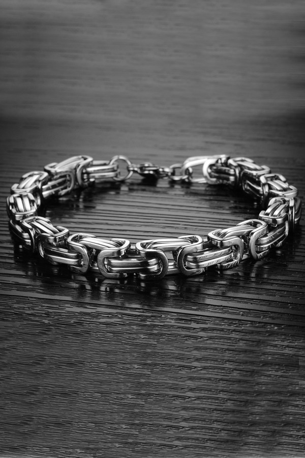 Chavin Kalın Kral Model 8 mm. Gri Çelik Erkek Bileklik df14slv