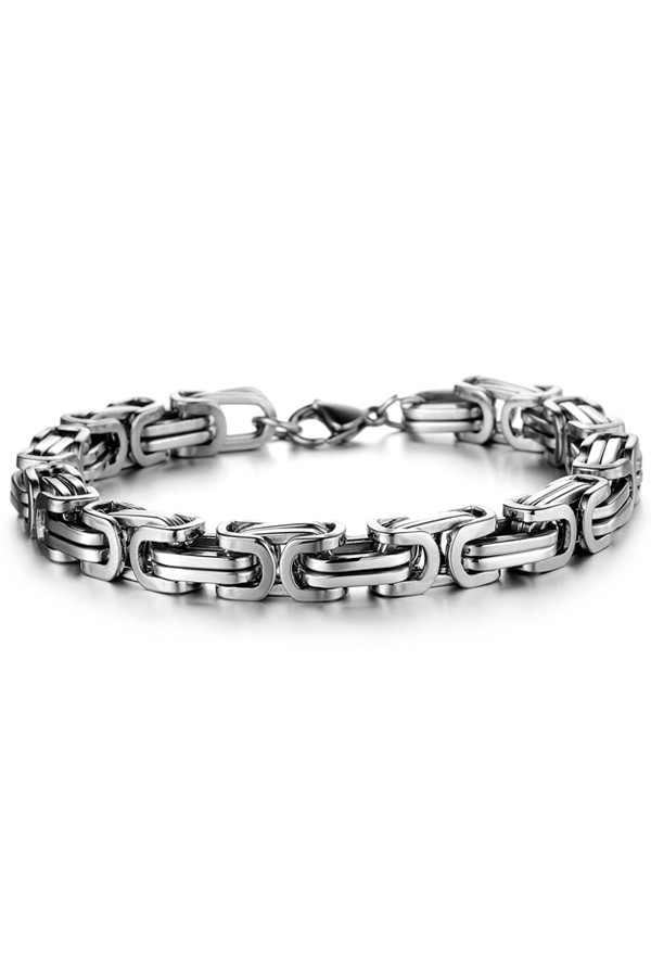 Chavin Kalın Kral Model 8 mm. Gri Çelik Erkek Bileklik df14slv
