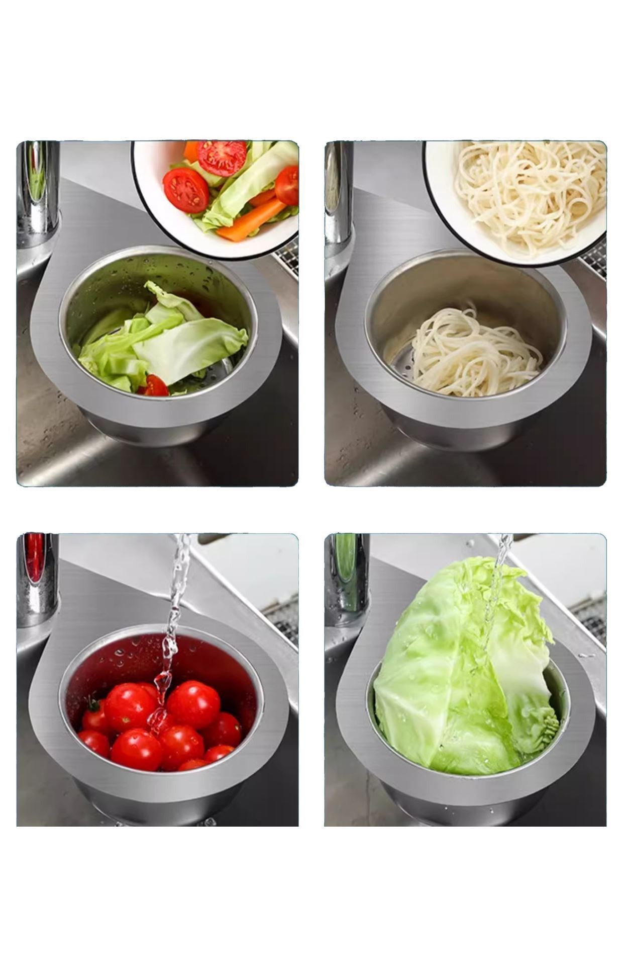 Çelik Kare Evyeler için Mutfak Lavabo Süzgeci Sebze Yıkama Lavabo Çöp Sepeti 