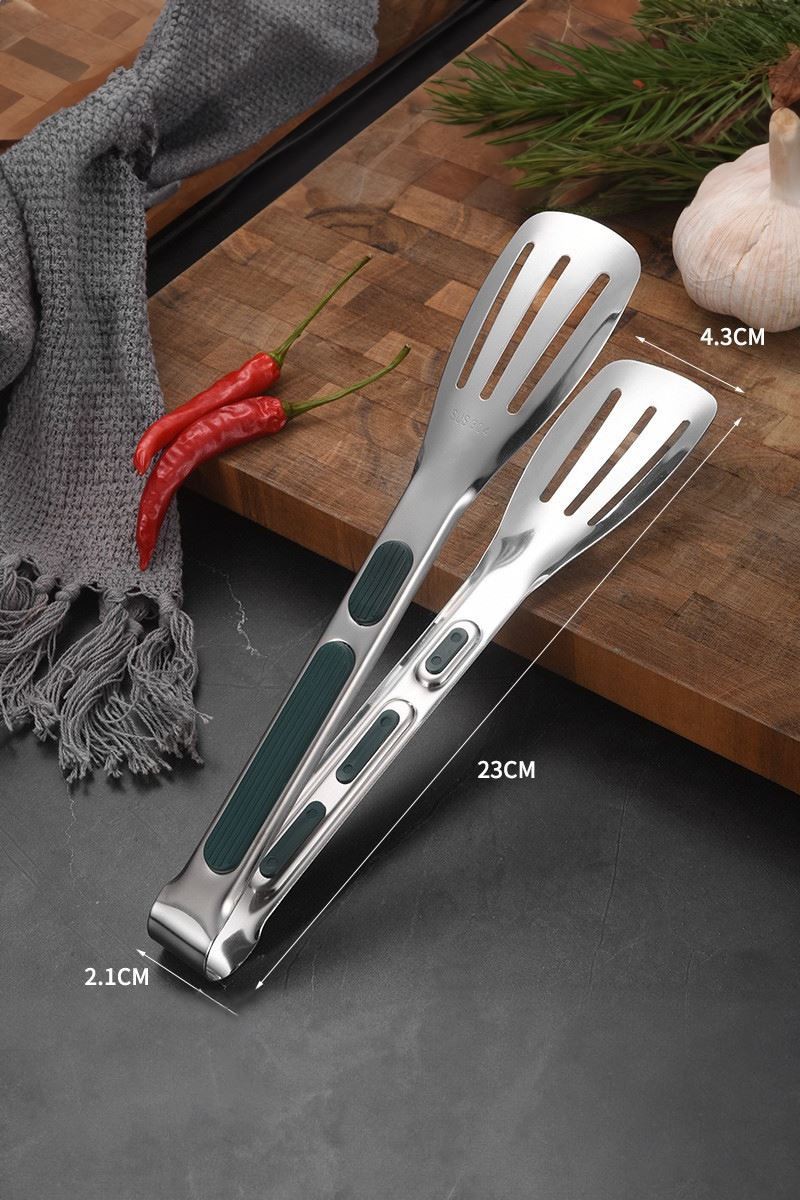 304 Çelik 23 cm Silver Mutfak Biftek Barbekü Ve Ekmek Maşası cin627