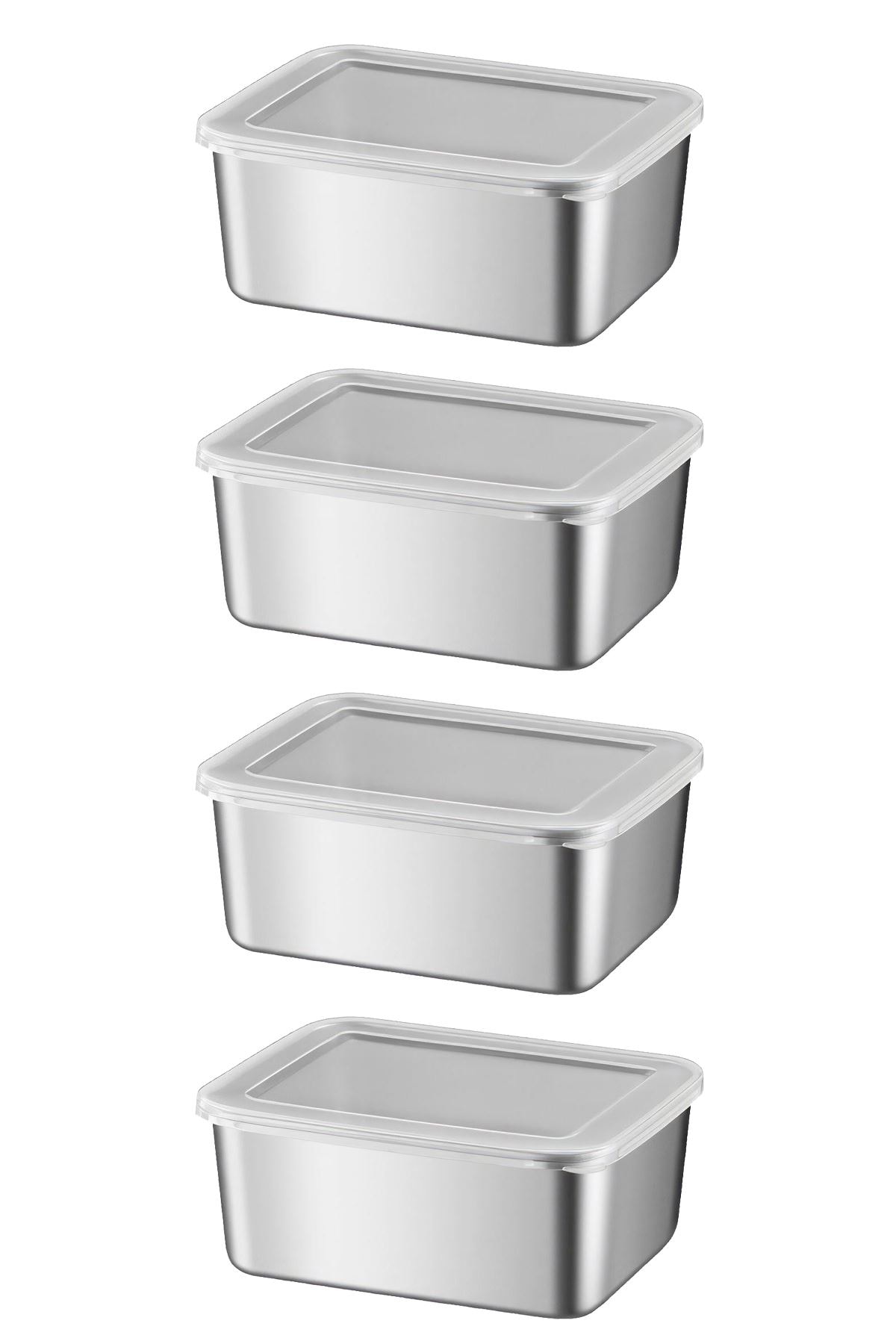 4 Adet 304 Çelik 550 ml Yemek Meyve Et Buzdolabı Beslenme Saklama Kabı mt107-4
