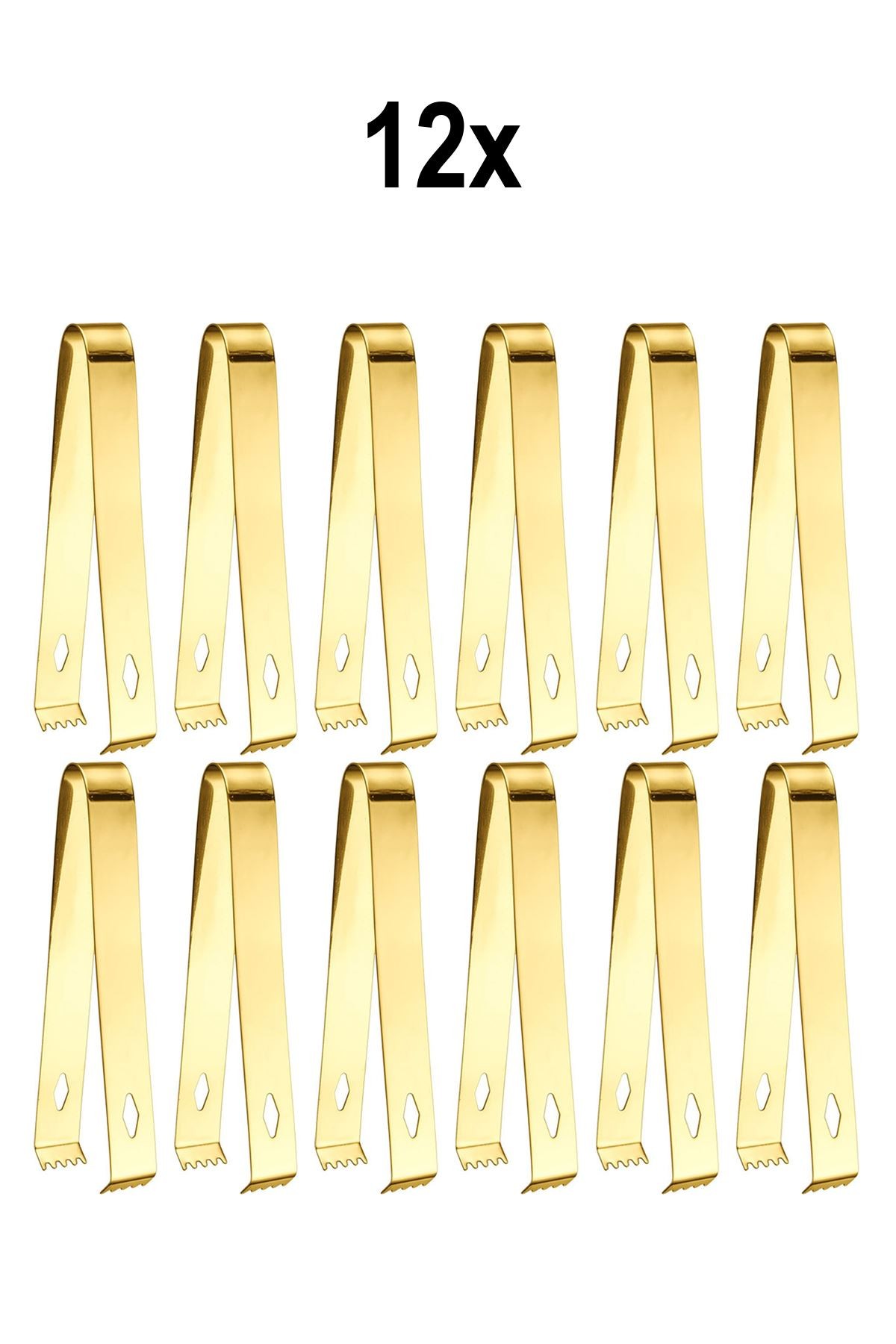 12 Adet Çelik 16,2 cm Gold Buz Ve Şeker Maşası mt128sr-12
