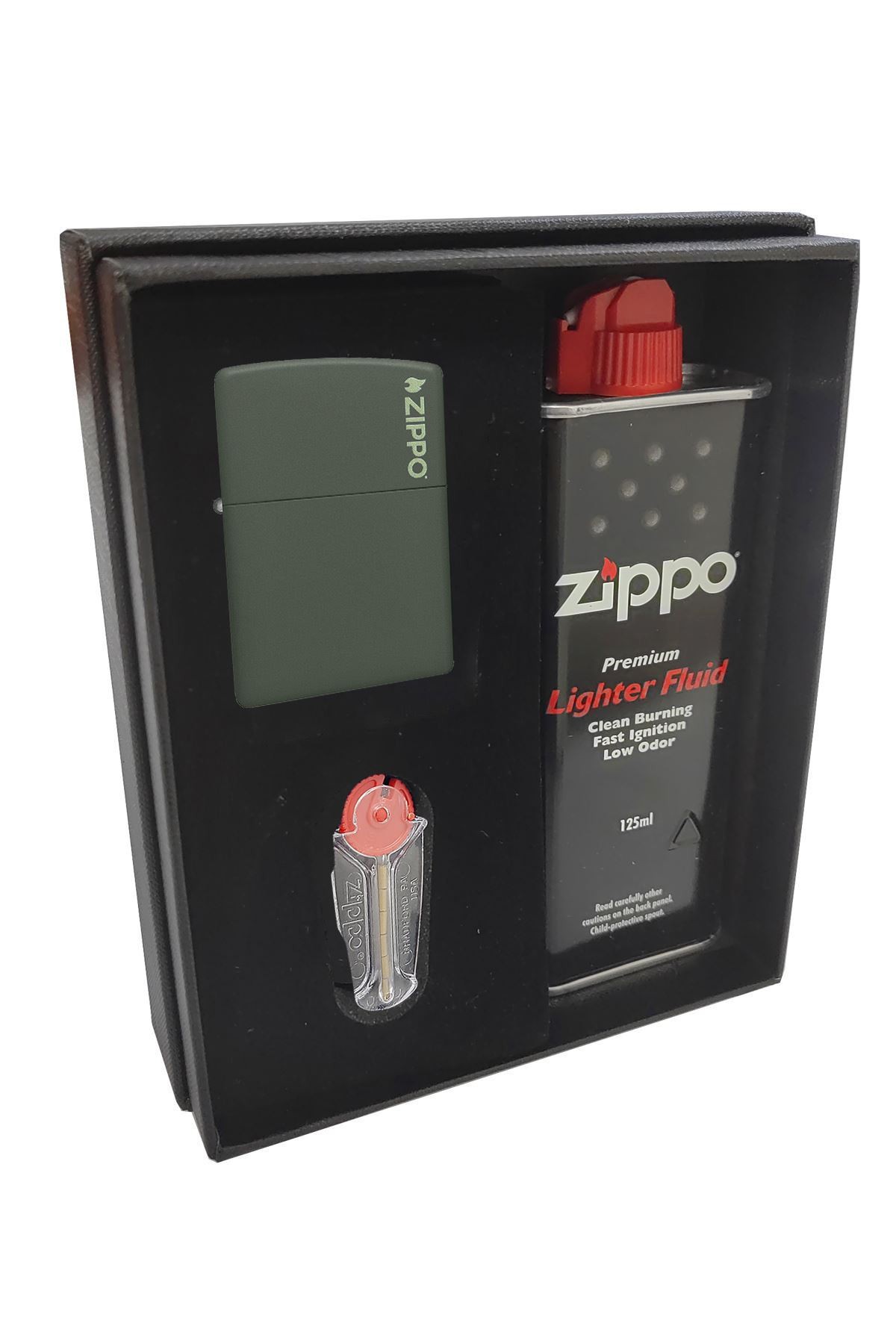 Zippo Çakmak Green Yeşil Hediyelik Kutu Benzin Taş Set du10-000019
