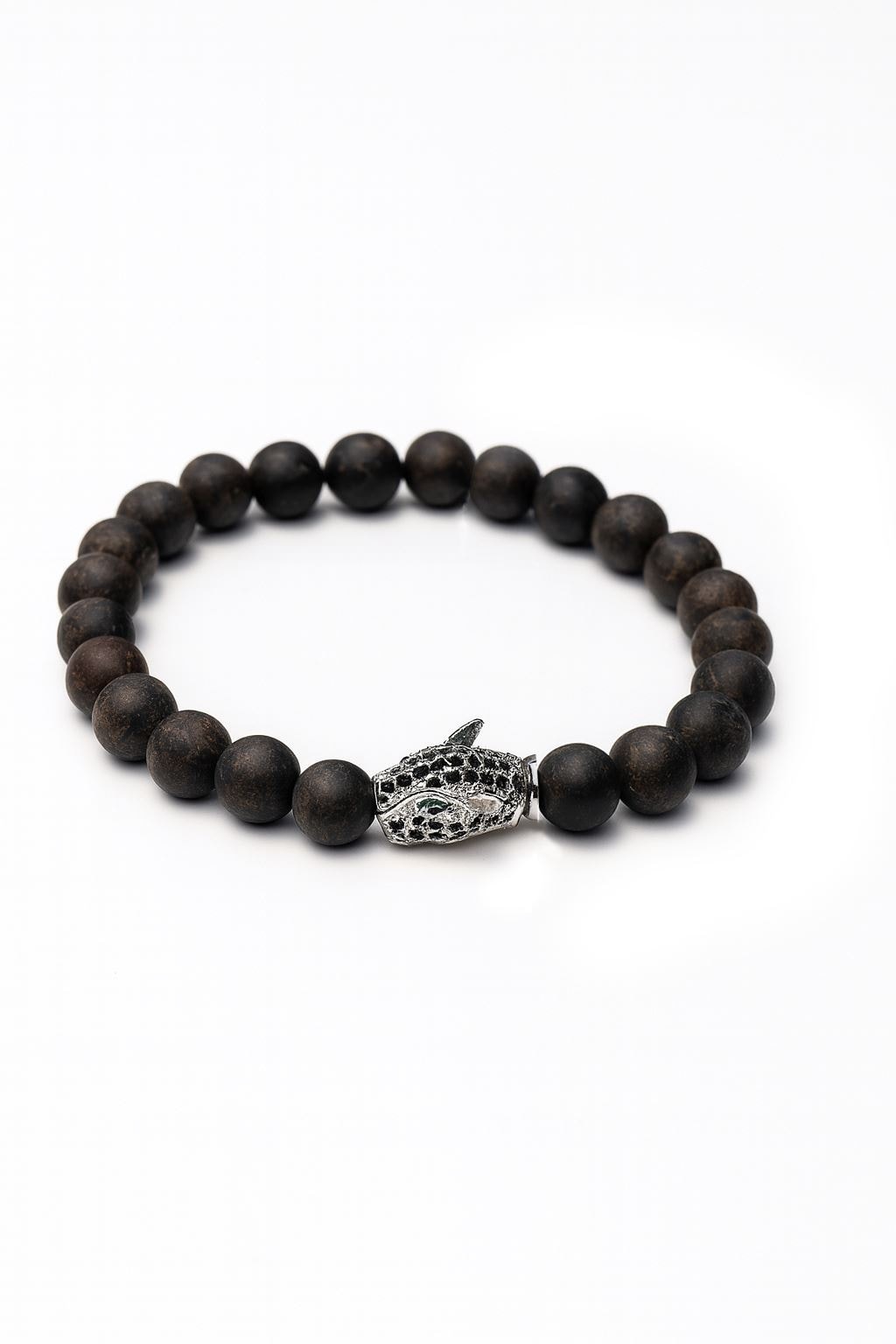 Lastikli Doğal Kahverengi Jasper Taşlı Erkek Bileklik ey39