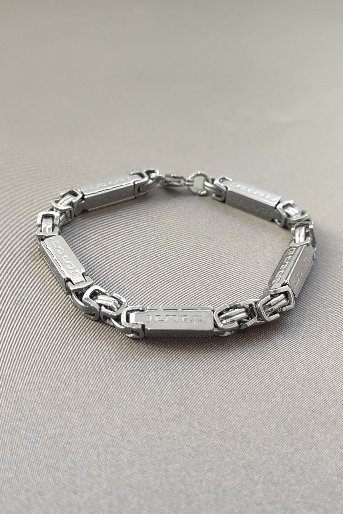 Chavin 6 mm. Kral ve Greek Desen Çelik Erkek Bileklik dg99-5