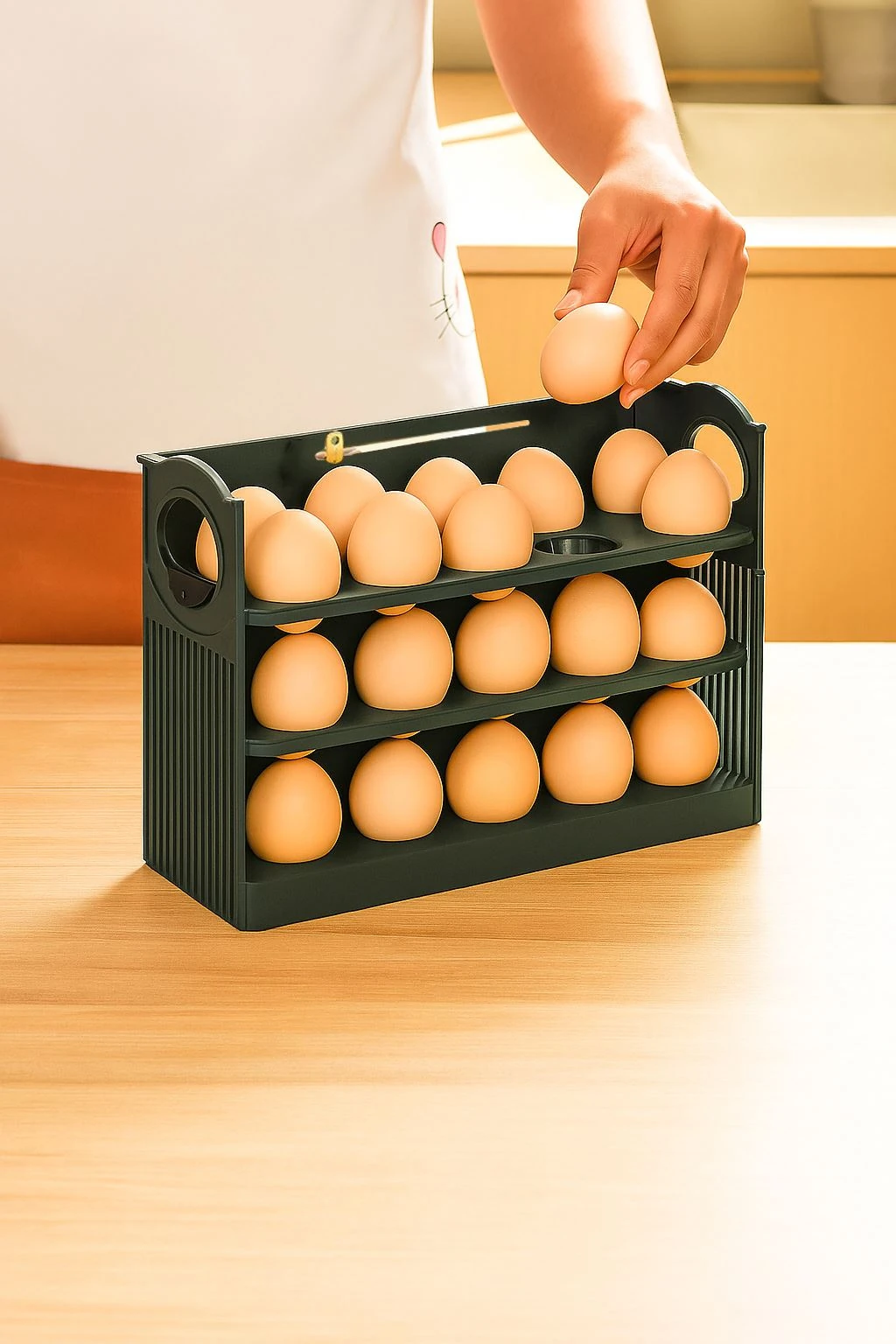 30 lu Yeşil Plastik Yumurtalık Buzdolabı Düzenleyici Yumurta Saklama Rafı mt187