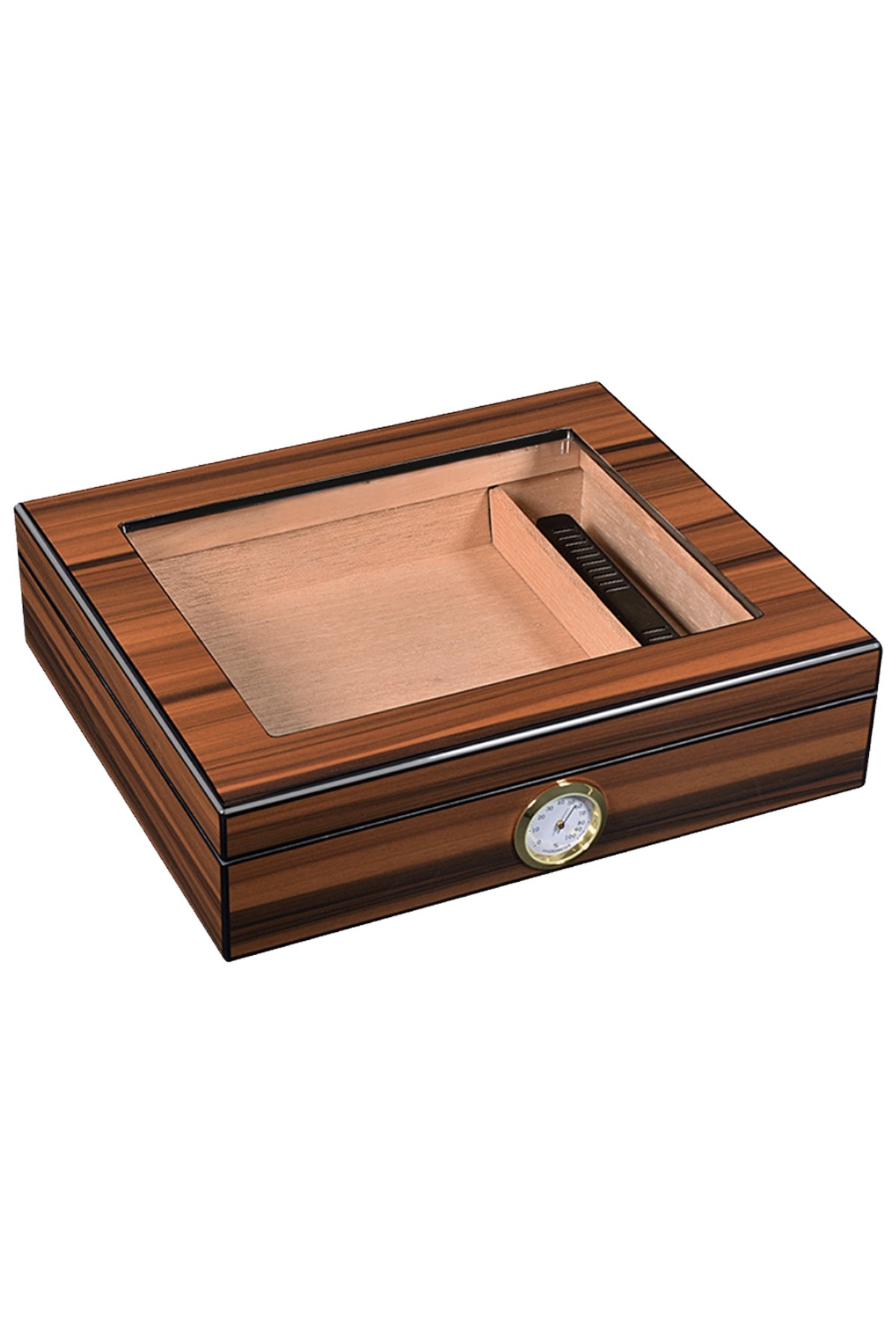 Cigarol Parlak Kahverengi Camlı Humidor Puro Kutusu rc09