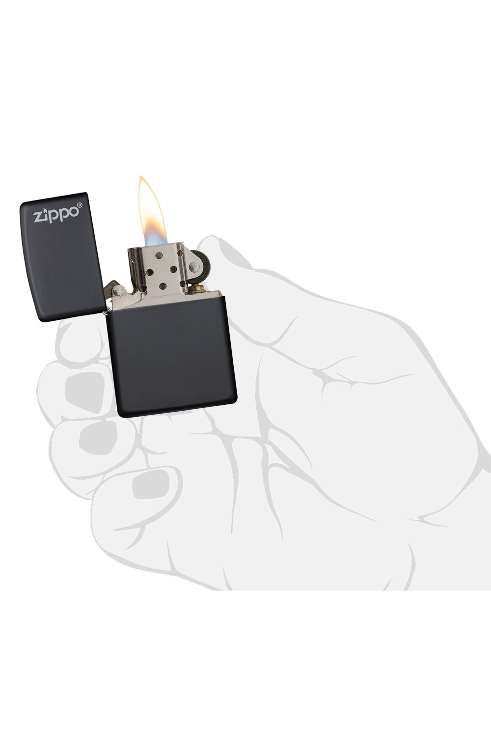 Zippo Çakmak Black Matte Siyah Logo 218zl-000023