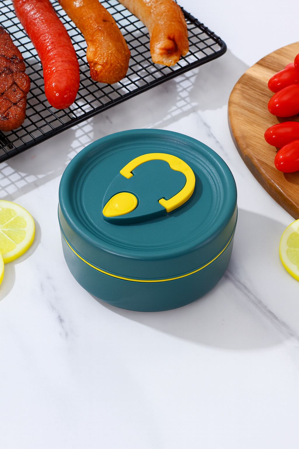 304 Çelik Mavi 430 ml Yemek Saklama Kabı Sefer Tası (SICAK TUTMAZ) cin417mv