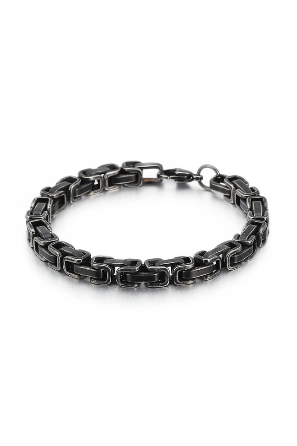 Chavin Kral Model 5 mm. Eskitme Gri Çelik Erkek Bileklik az68es