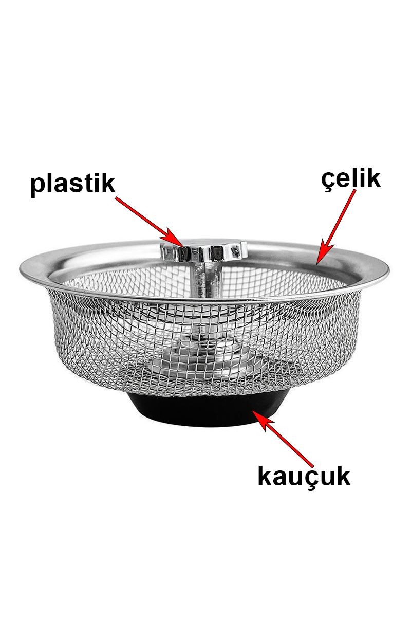 Çelik Mutfak Lavabo Atık Yemek Süzgeci 8,3 cm çap Gider Tıpası mt202
