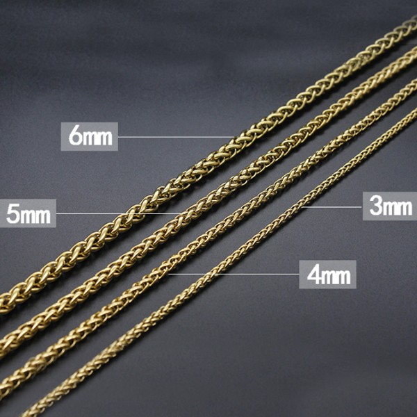 Chavin 5 mm. 55 cm. Sarı Gold Burgu Çelik Bayan Erkek Zincir dt50-5