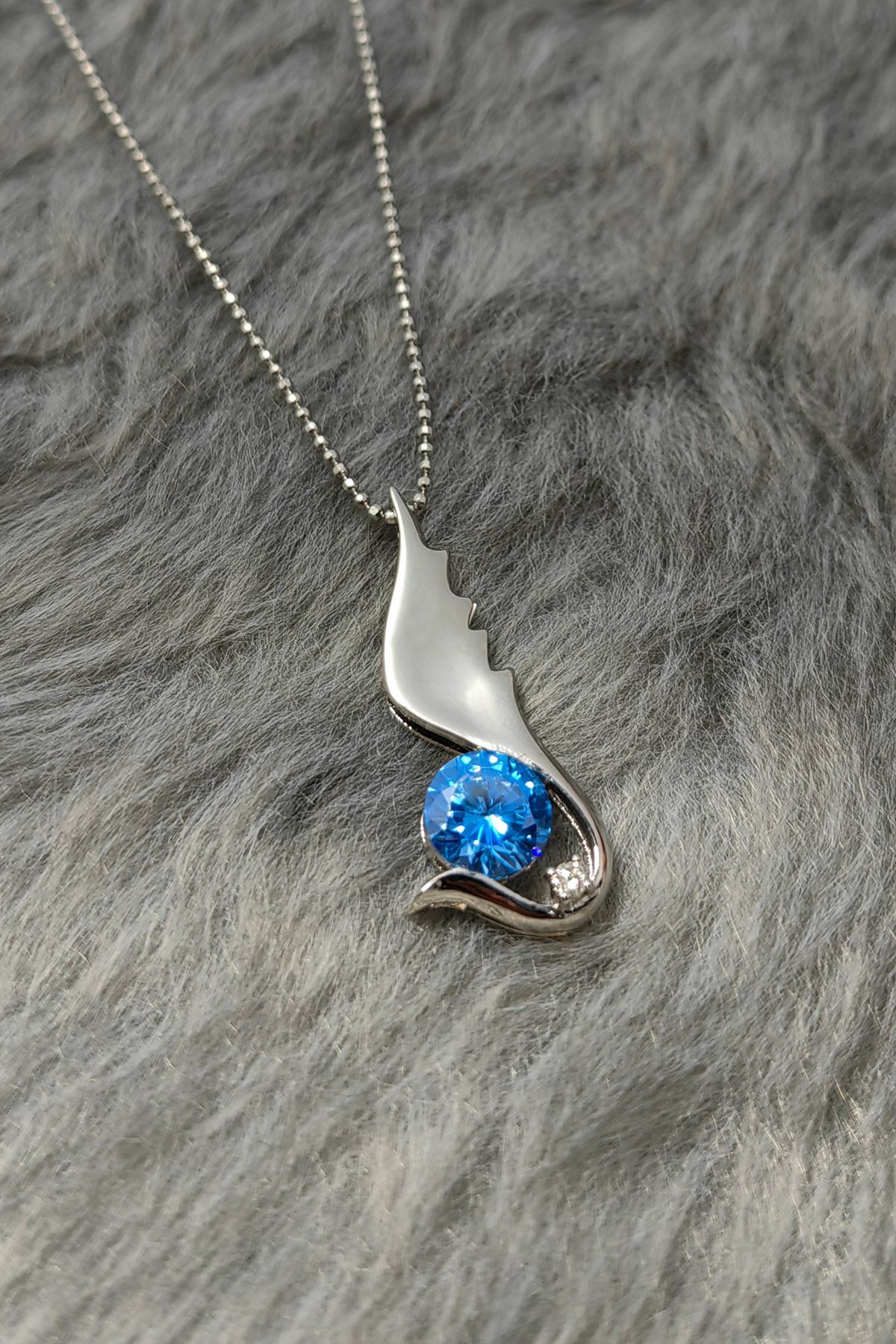 Chavin Taşlı Melek Kanadı Gümüş Kolye ev98tpz