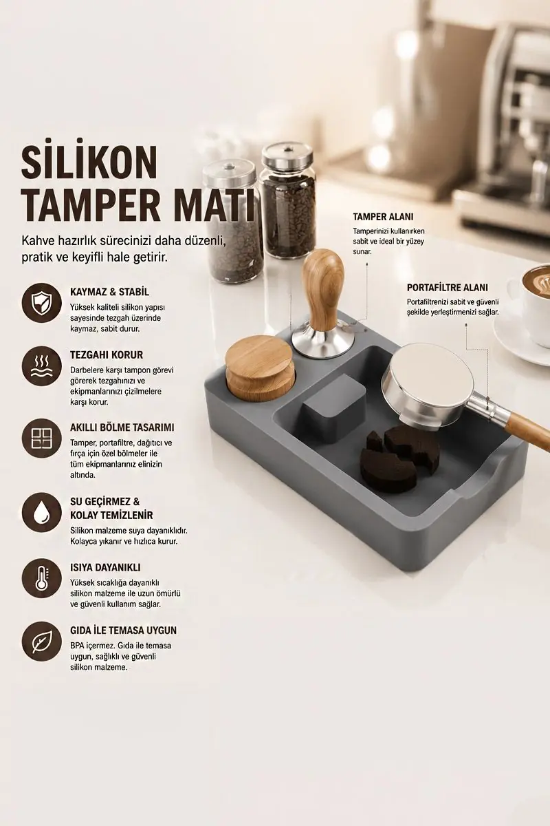 Kaymaz Silikon Kahve Mat istasyonu Tamper Tutucu Knock Box mt255