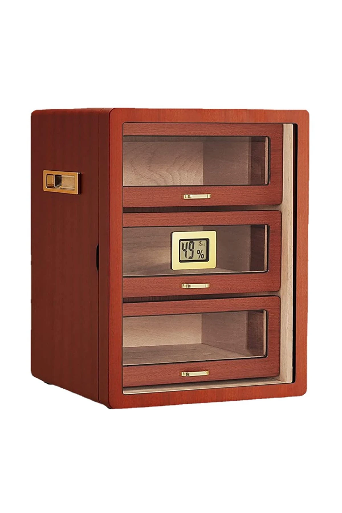 Falconetti Çekmeceli 3 Katlı Açık Kahverengi Sedir Humidor Puro Kutusu rc78akhv 