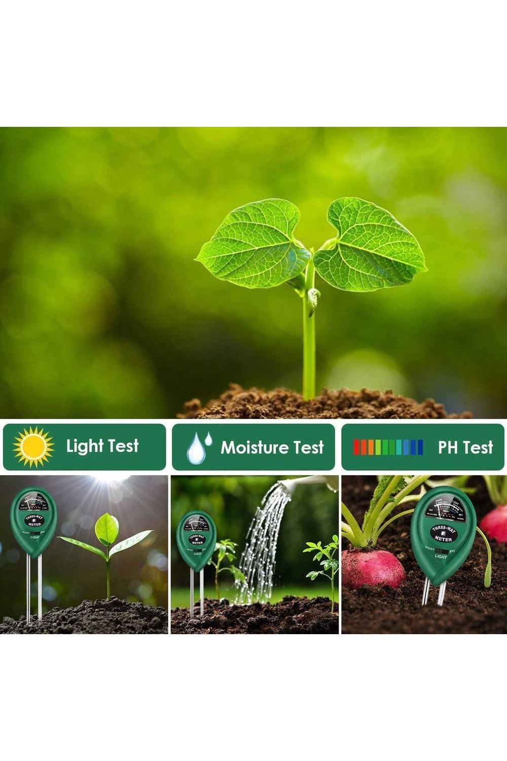 Weather Forecast 3 ü 1 arada Toprak Nem Işık PH Ölçer thr361