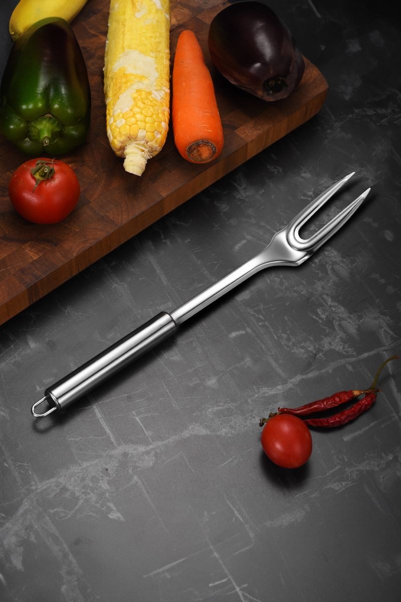 410 Çelik 30 cm. Silver Et Barbekü Servis Çatalı cin776