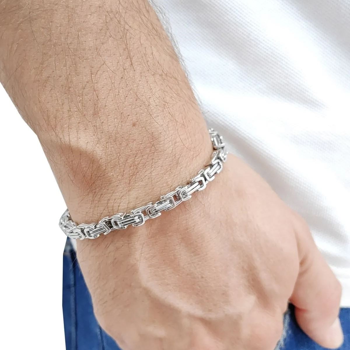 Chavin Kral Model 6 mm. Gri Çelik Erkek Bileklik az68slv