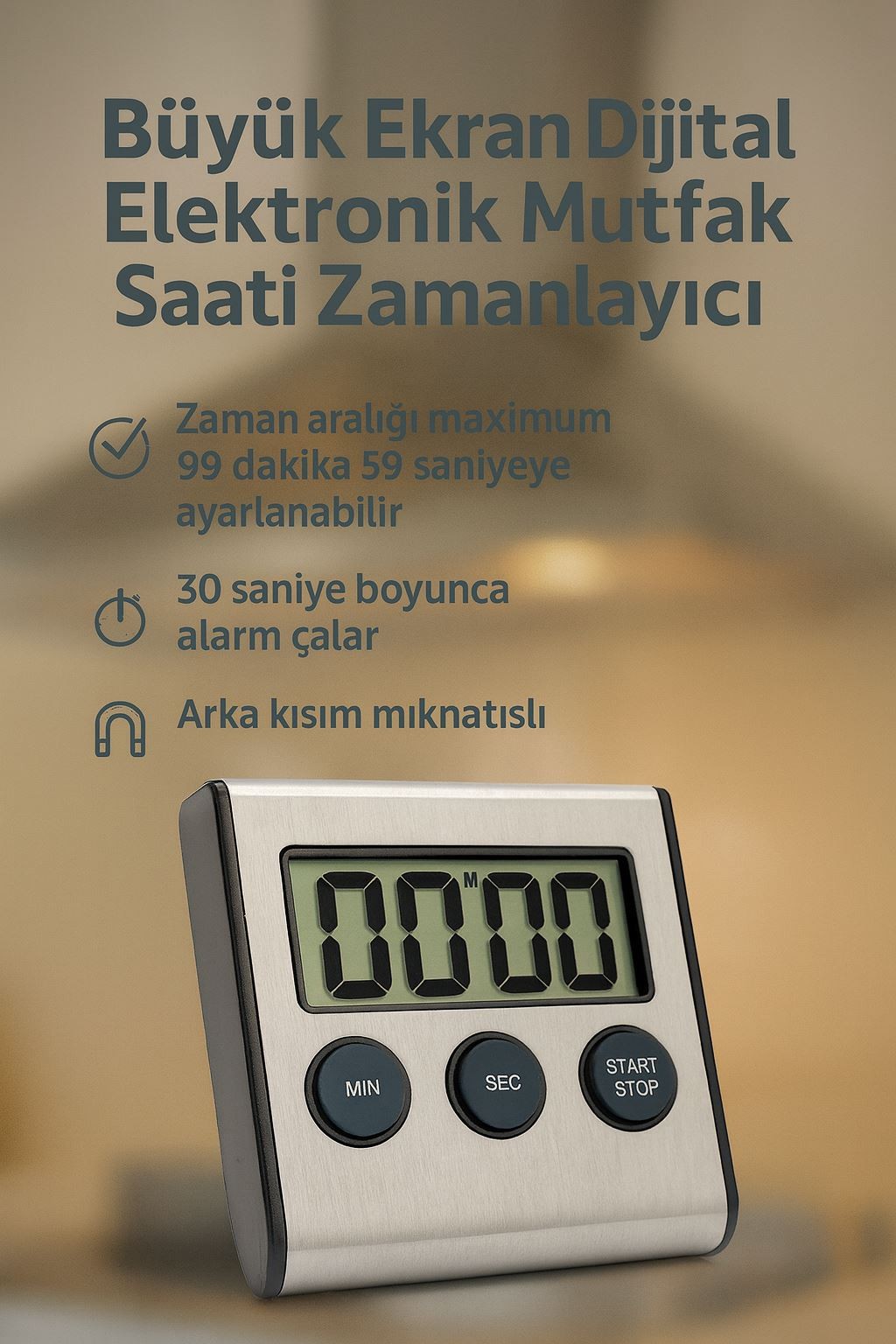 Elektronik Paslanmaz Mutfak Saati Zamanlayıcı thr162
