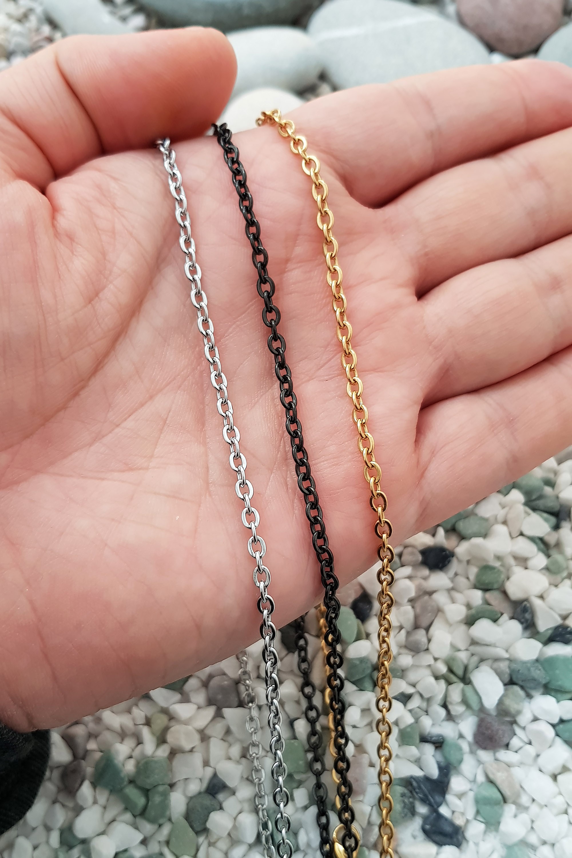 Chavin Gold 60 cm. 3 mm. Bayan Erkek Çelik Zinciri df32sr