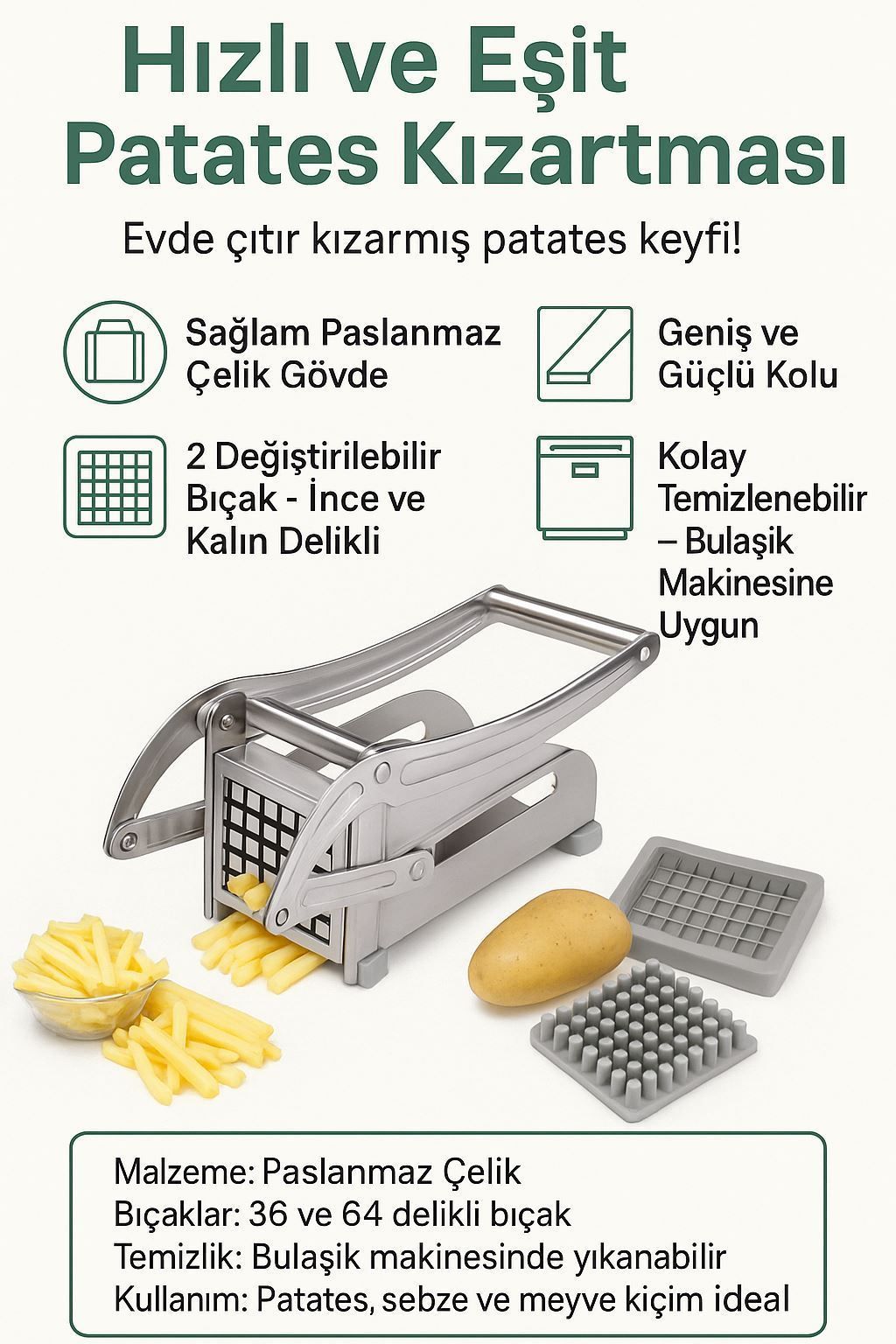 Çelik Patates Sebze Dilimleyici Küp Rende Doğrayıcı Dicer Kesici xmt212x