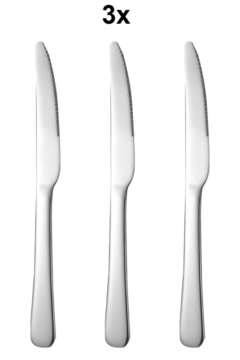 1010 Çelik 3 Adet 23 cm Silver Renk Sofra Yemek Bıçağı cin795by-3