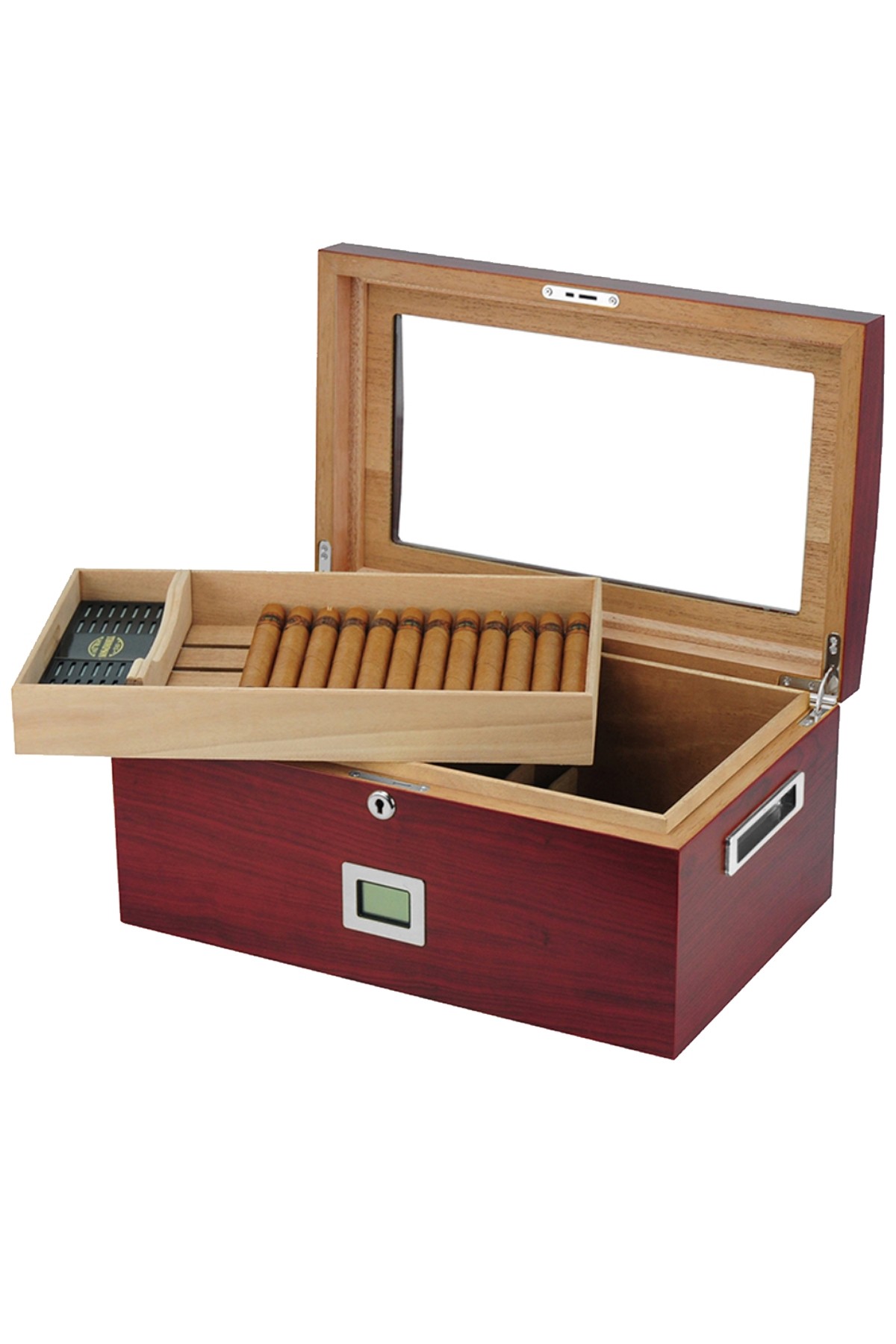 Falconetti 2 Katlı Dijital Camlı Humidor Puro Kutusu rc20