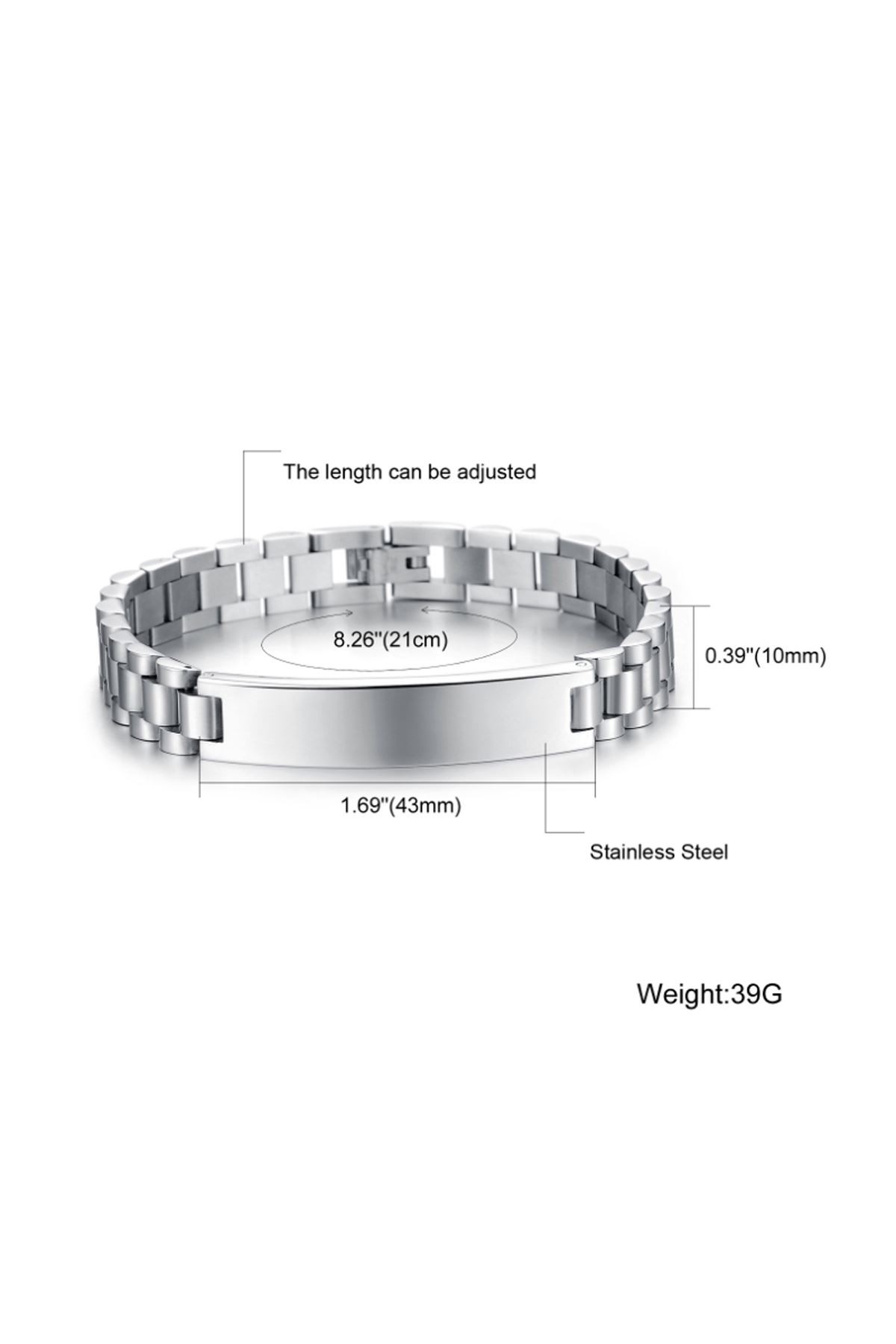 Chavin 12 mm. Gri 316 L Çelik Erkek Künye Bileklik ea40