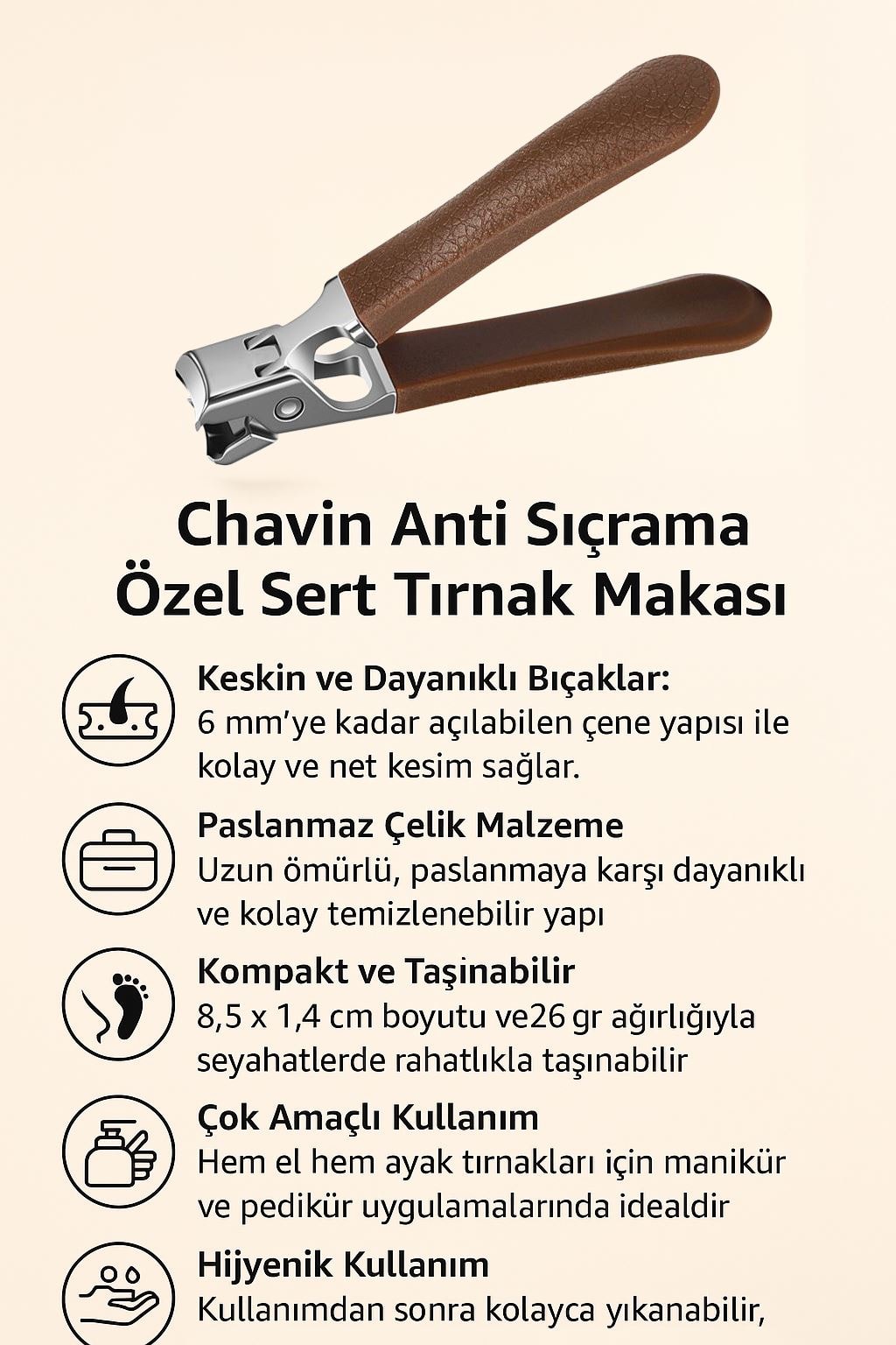 Chavin Anti Sıçrama Özel Sert Tırnak Makası ve Törpü Set cin638-t