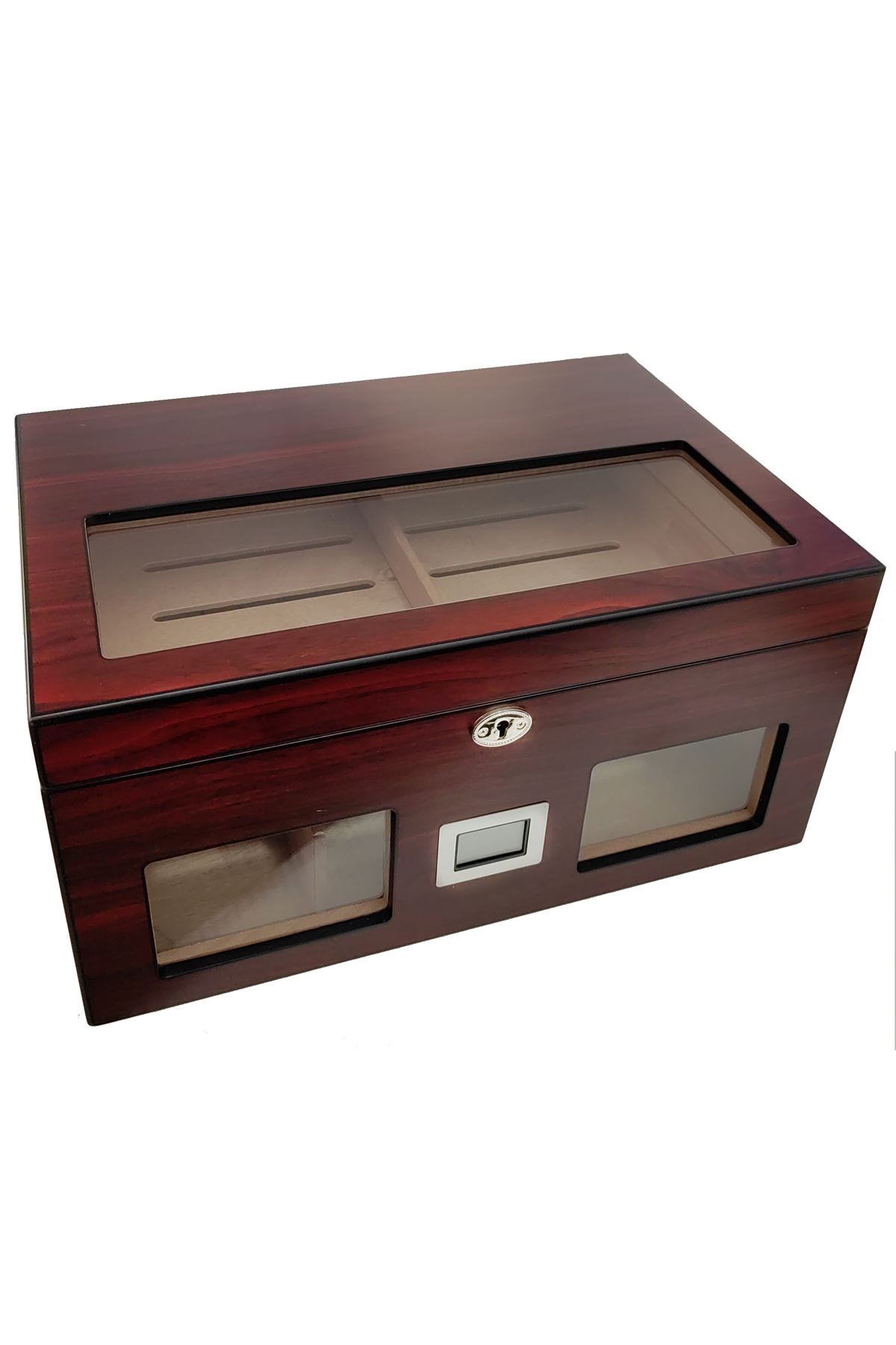 Falconetti Bordo 2 Katlı Camlı Dijital Humidor Puro Kutusu rc59kr