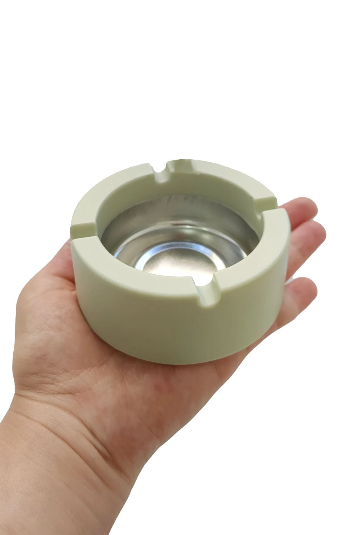 10 Adet Çelik 9 cm Yeşil Kafe Restaurant Lokanta Yuvarlak Kül Tablası Küllük 