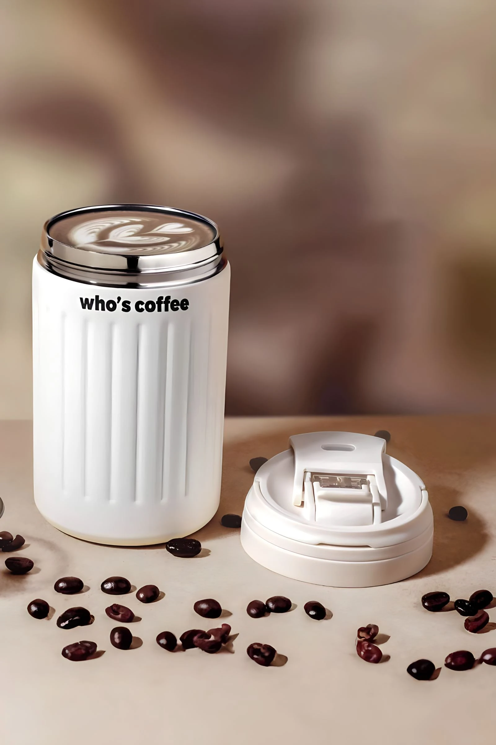 316 L Çelik Krem SIcak Soğuk Çift Kullanım Suluk Termos Mug 500ml cin914by