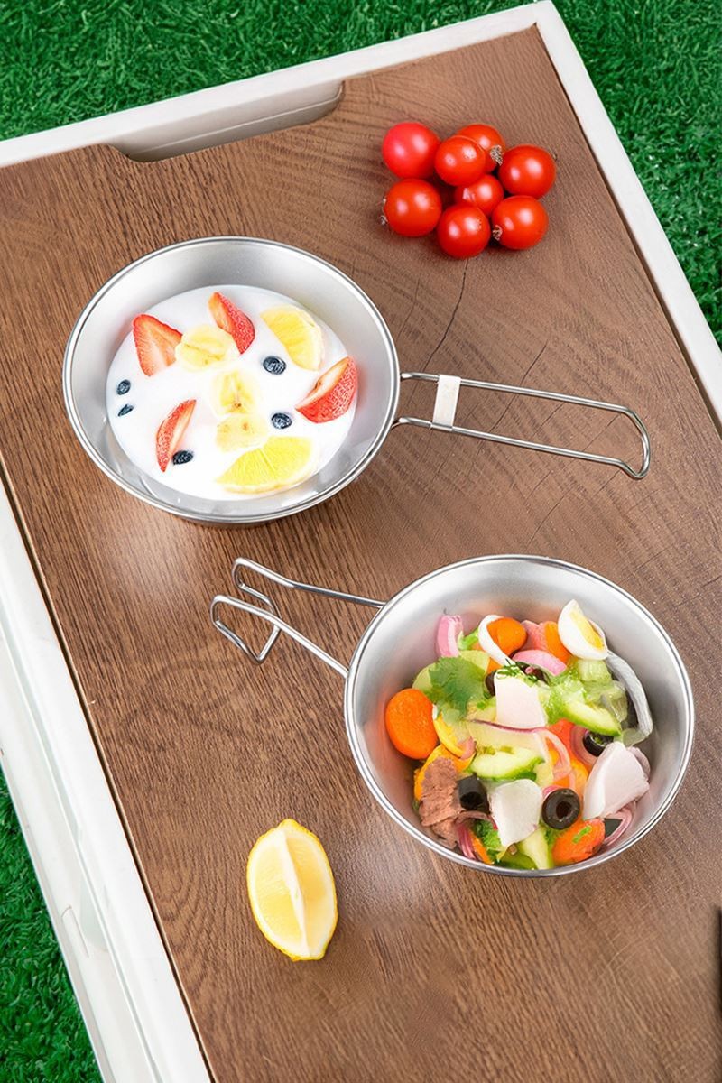 Çelik 550 ml Katlanır Kulp Ölçekli Kamp Ve Piknik Kasesi  mt103