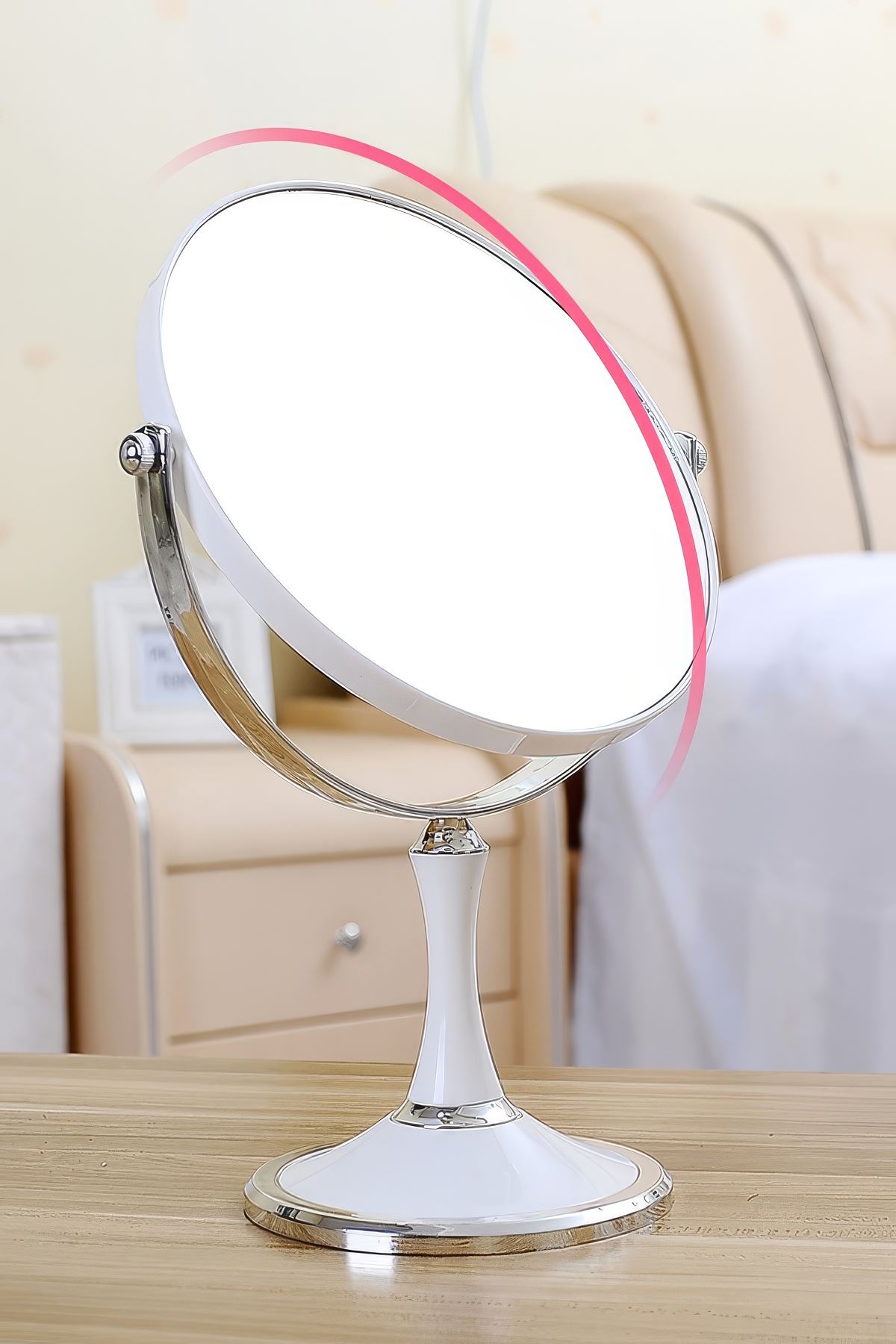 Masa üstü Beyaz Çift Taraflı Büyüteç ABS Polimer Malzeme Masa Aynası cin720by