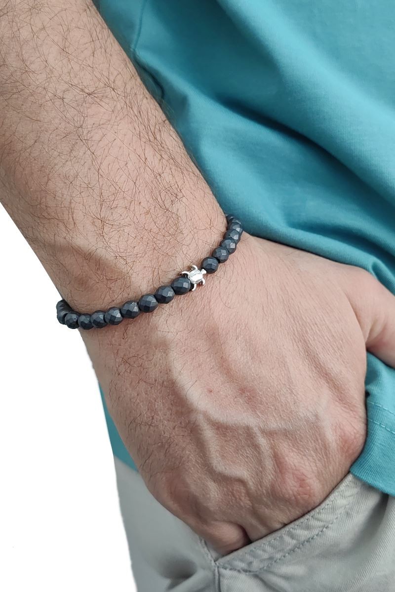 Chavin Lastikli Doğal Hematit Taşlı Erkek Bileklik ey30