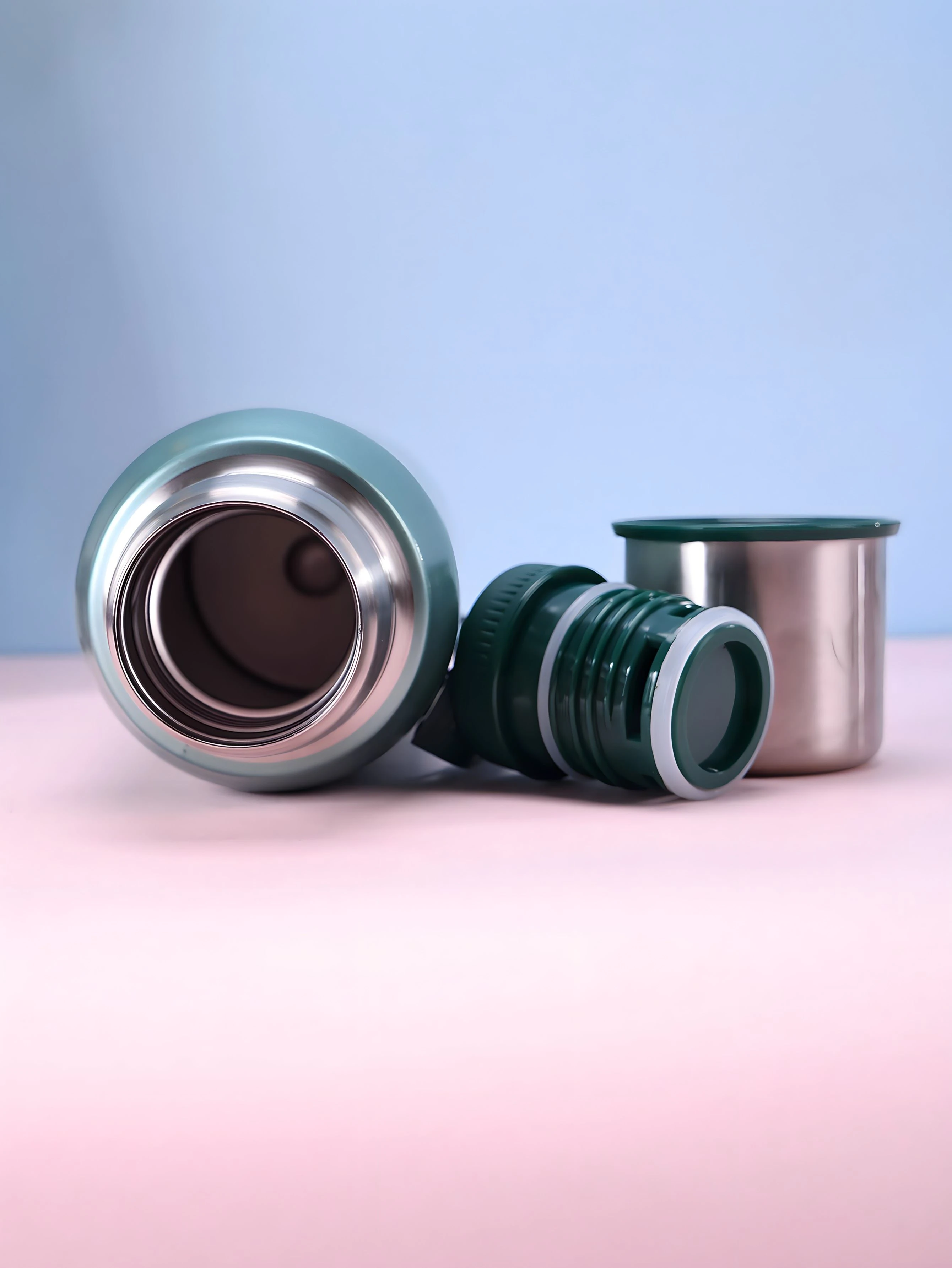 304L Çelik 1,4 L Yeşil Hammertone Kamp Piknik Sıcak Soğuk Kulplu Termos cin916ys