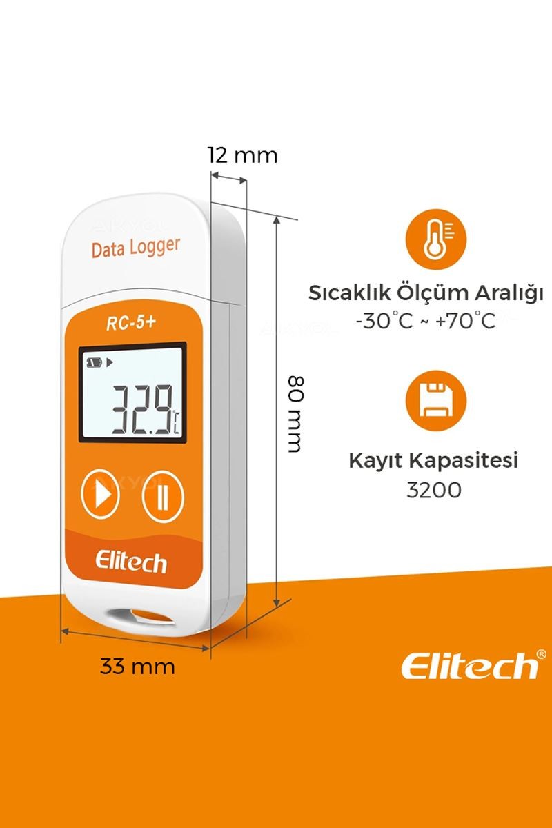 Elitech Plus Sıcaklık Kayıt Cihazı Datalogger Otomatik Pdf RC-5+  thr379