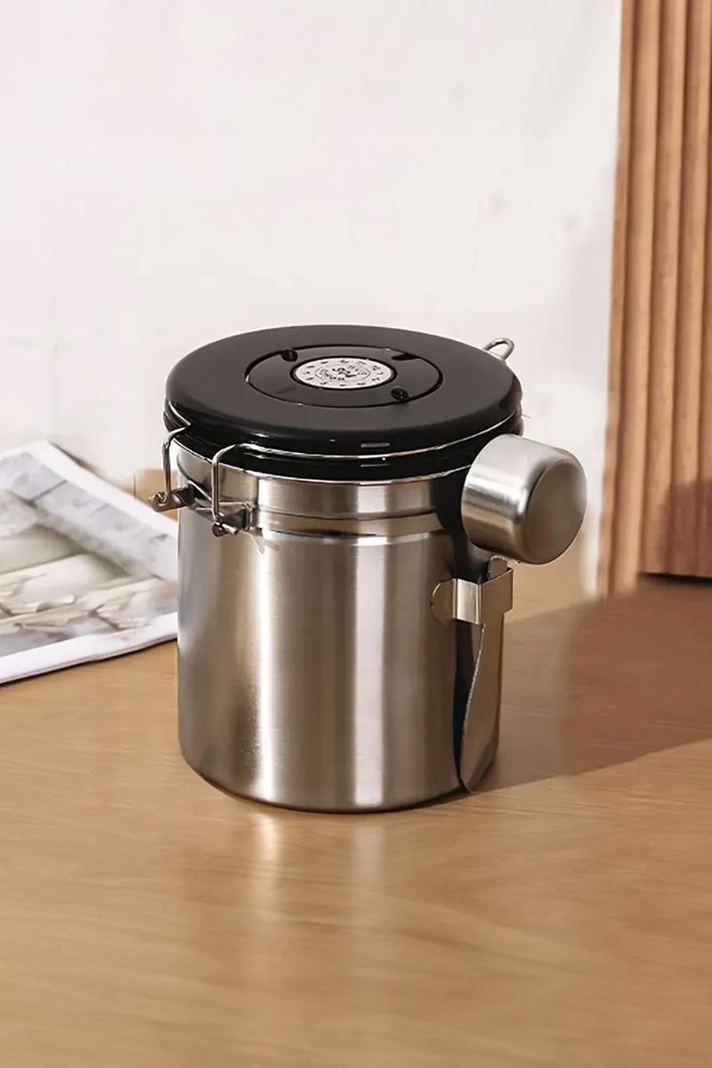 304 Çelik 1400 ml Kelepçeli Kahve Çay Saklama Kabı Kiler Depolama Kavanozu mt117