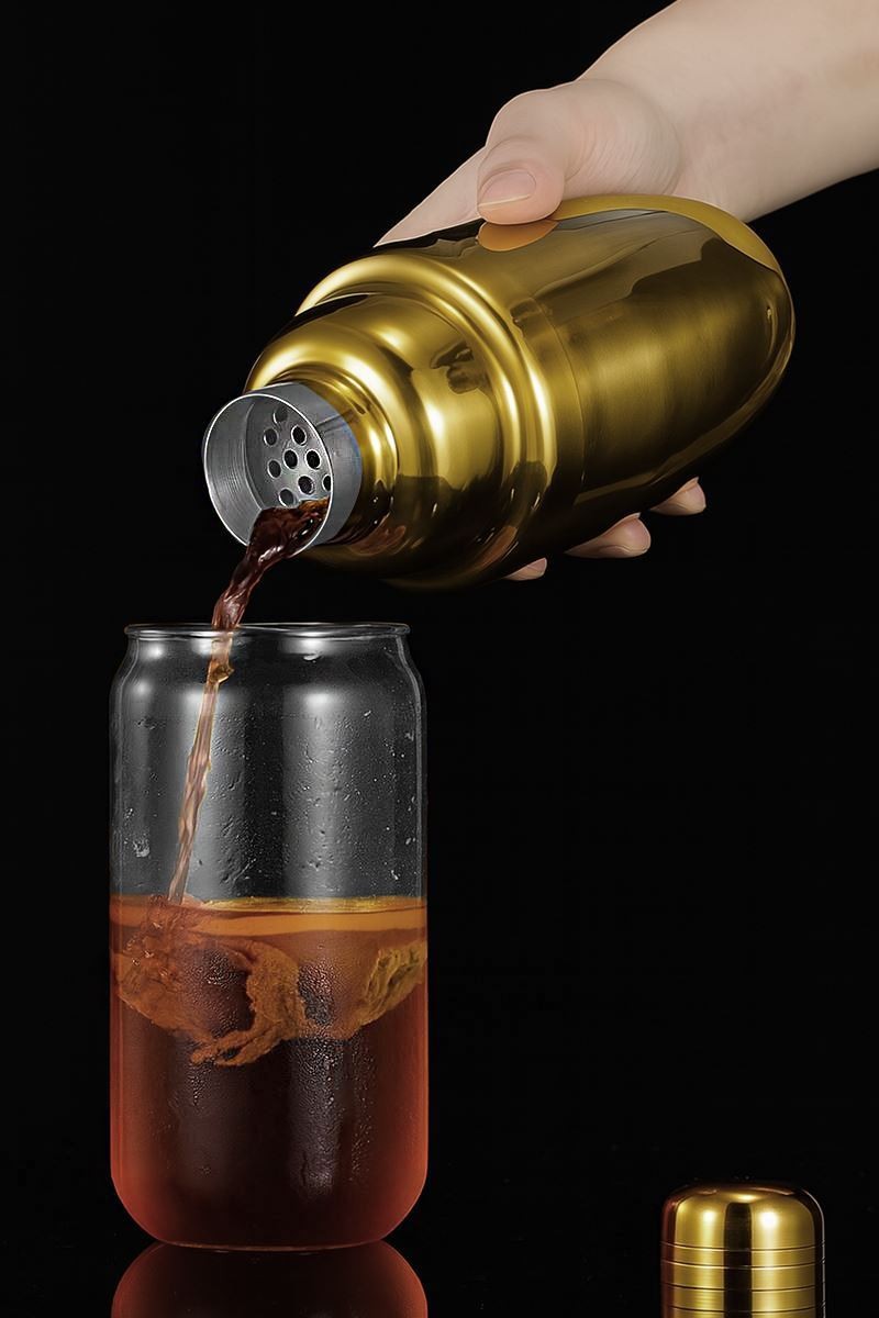 Ahşap Standlı 12 Parça Çelik 750 ml Shaker Bar Tokmağı Jigger Seti Barmen Seti