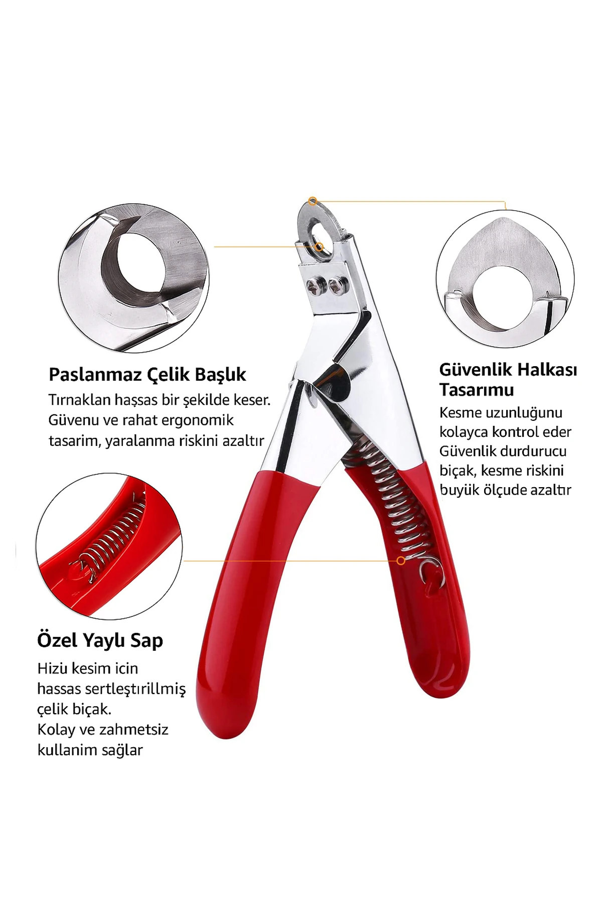 WF Komple Çelik Kırmızı Kedi Köpek Tırnak Makası cin311kr