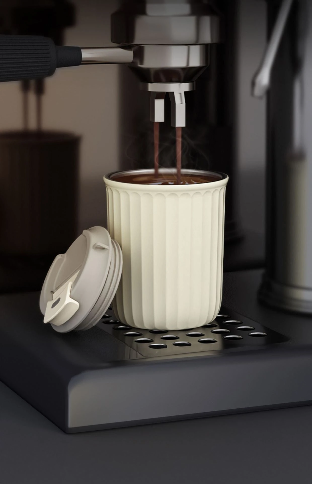 316 L Çelik 450 ml Krem Renk El Termos Mug cin915by