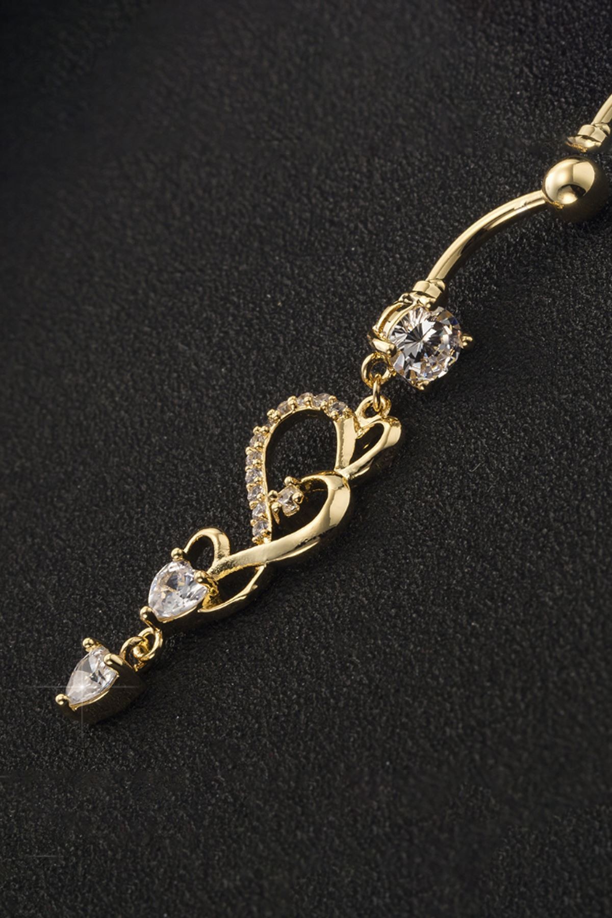 Chavin Beyaz Taşlı Kalp Göbek Piercing dt71by