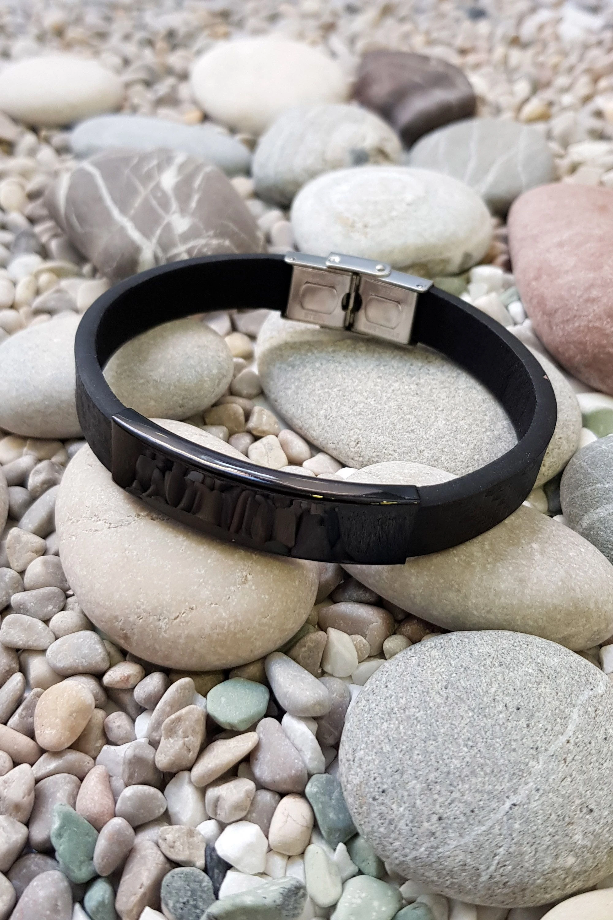 Chavin Siyah Ipc Kap. Deri Çelik Erkek Bileklik ef89x