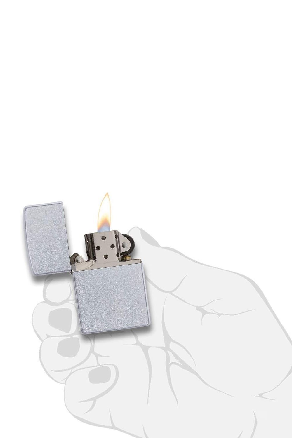 Zippo Çakmak Satin Mat Gri Hediyelik Kutu Benzin Taş Set du10mat