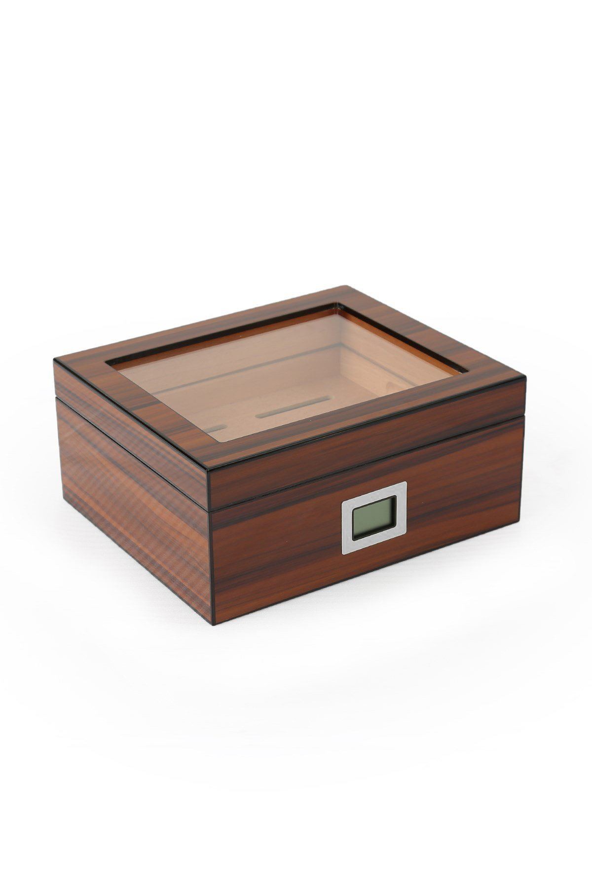 Falconetti Kahverengi iki Katlı Camlı Dijital Humidor Puro Kutusu rd05x