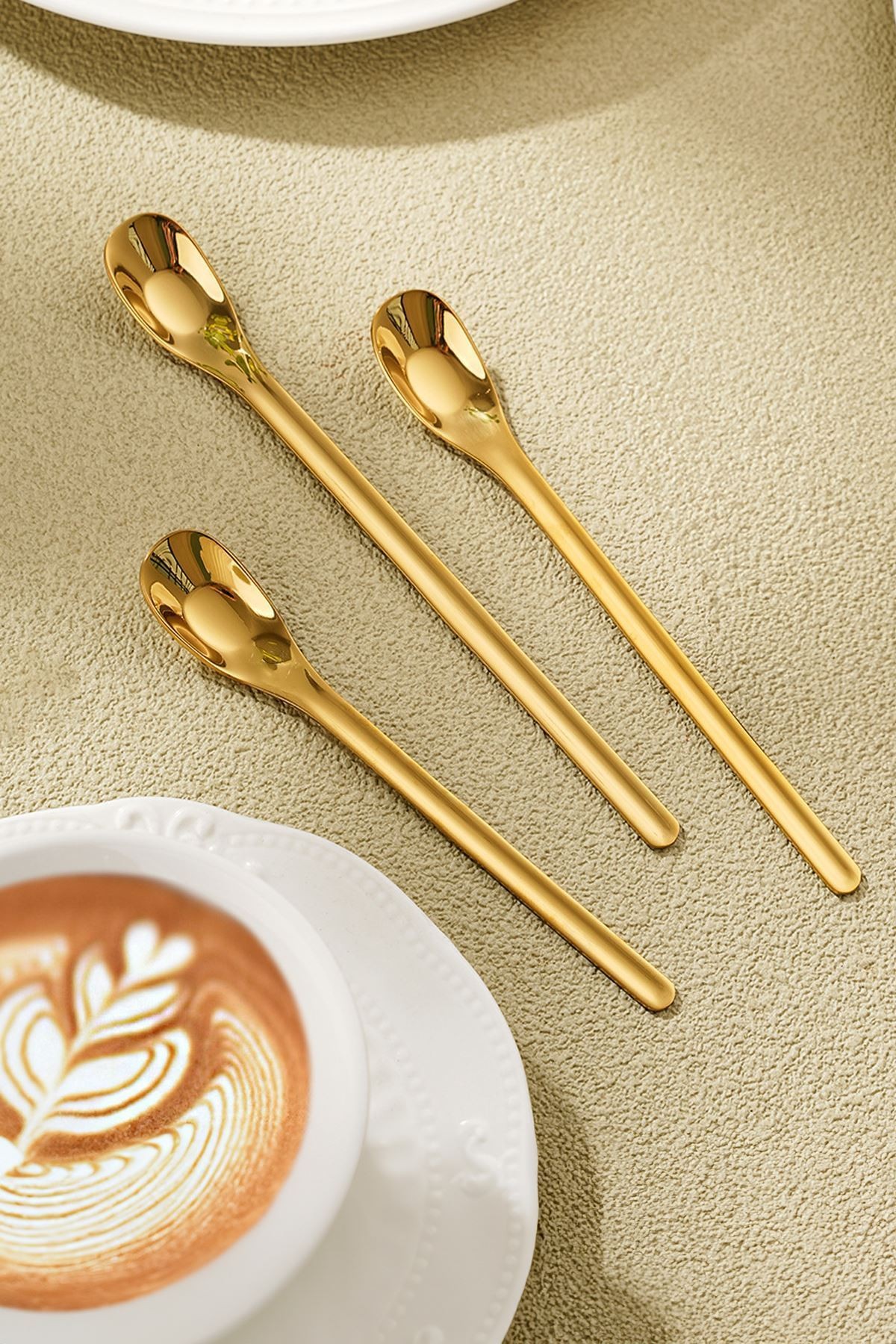 304 Çelik 15,5 cm Gold Kahve Latte Meyvesuyu Kokteyl Barmen Kaşığı cin942sr